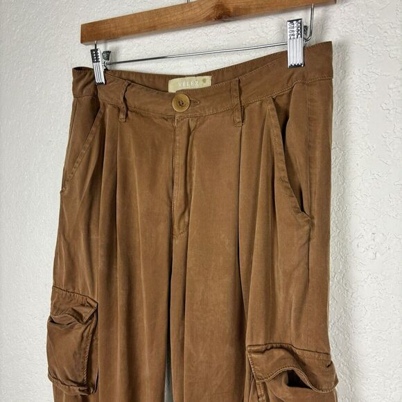 Velez 90's Y2K Wide Leg Cargo Women’s Pants‎ Brown Sz6 Utility Gorpcore Grunge - Picture 4 of 12